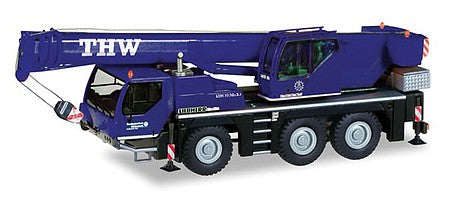 Herpa 312646 HO Scale Liebherr LTM 1045 Crane - Assembled -- THW (blue, white, German Lettering)
