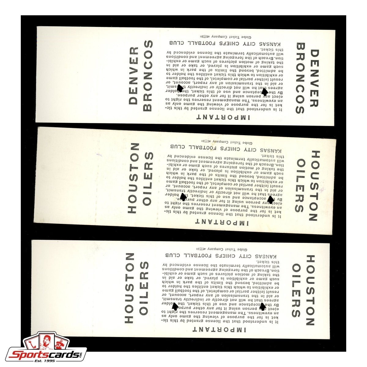 1963 Kansas City Chiefs Season Ticket Proofs Hoard Incl. Complete Books – (40) Tickets!