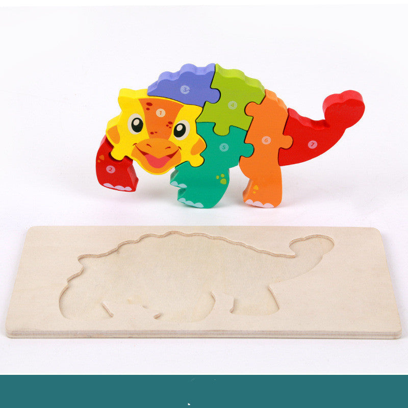 Wooden 3D Dinosaur Puzzle – Montessori Educational Toy for Kids