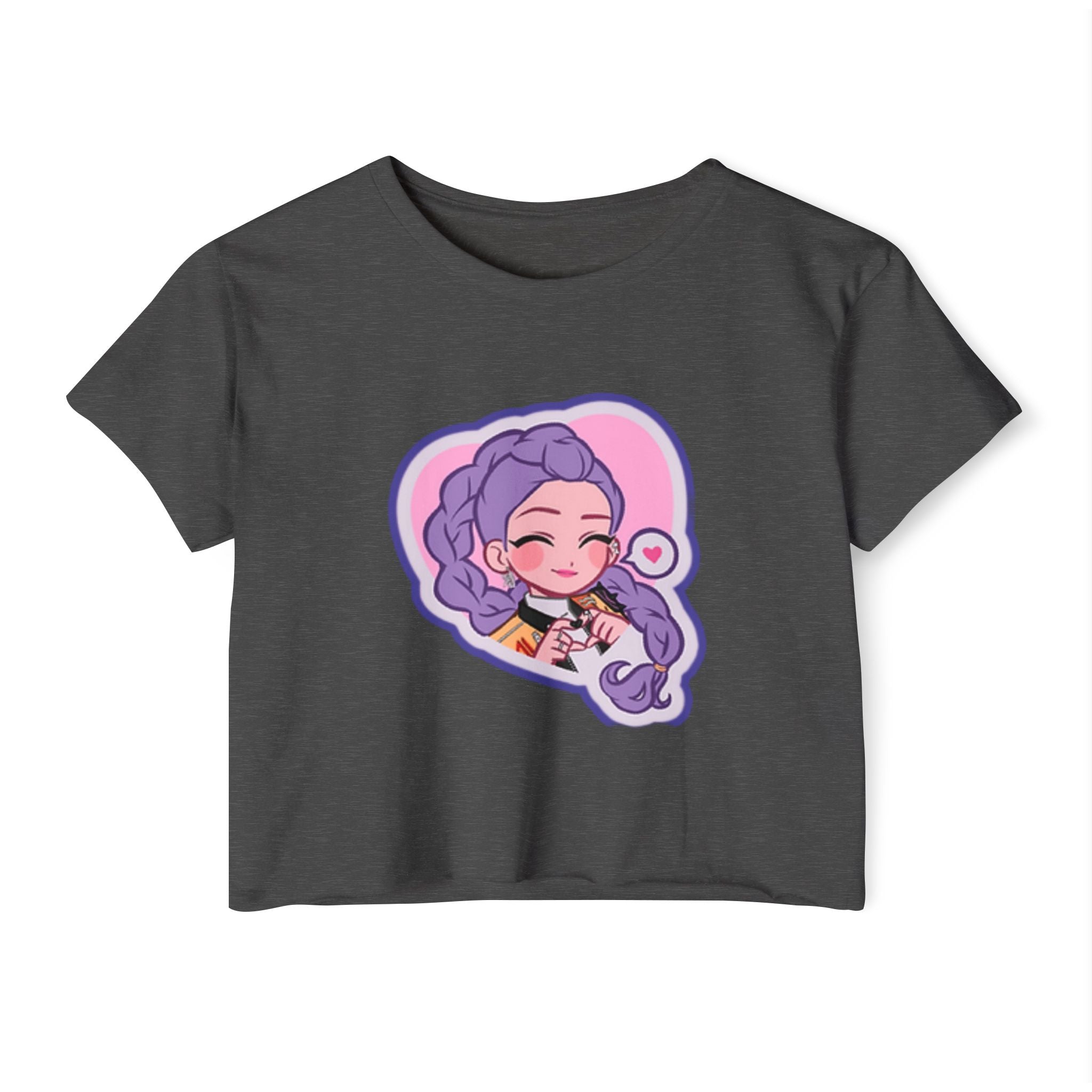Idol style 2 Crop Top, Cute Anime Crop Top, Summer Festival Shirt, Graphic Tee for Music Festivals, Trendy Anime Apparel