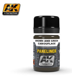 AK Interactive 2071 Air Series: Panel Liner Brown & Green Camouflage Enamel Pain