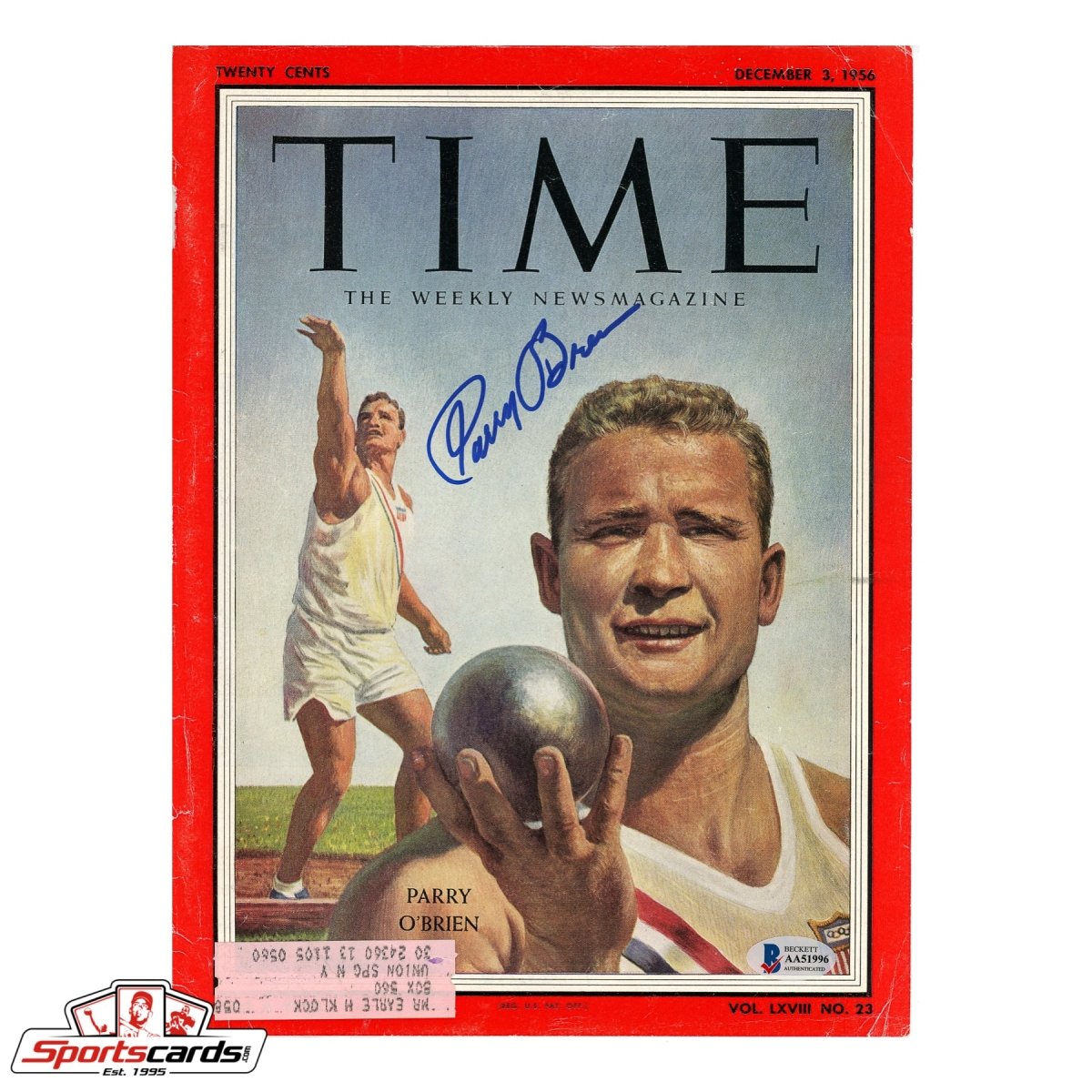 Parry O'Brien (d.2007) Signed Autographed Magazine Cover BAS Olympics