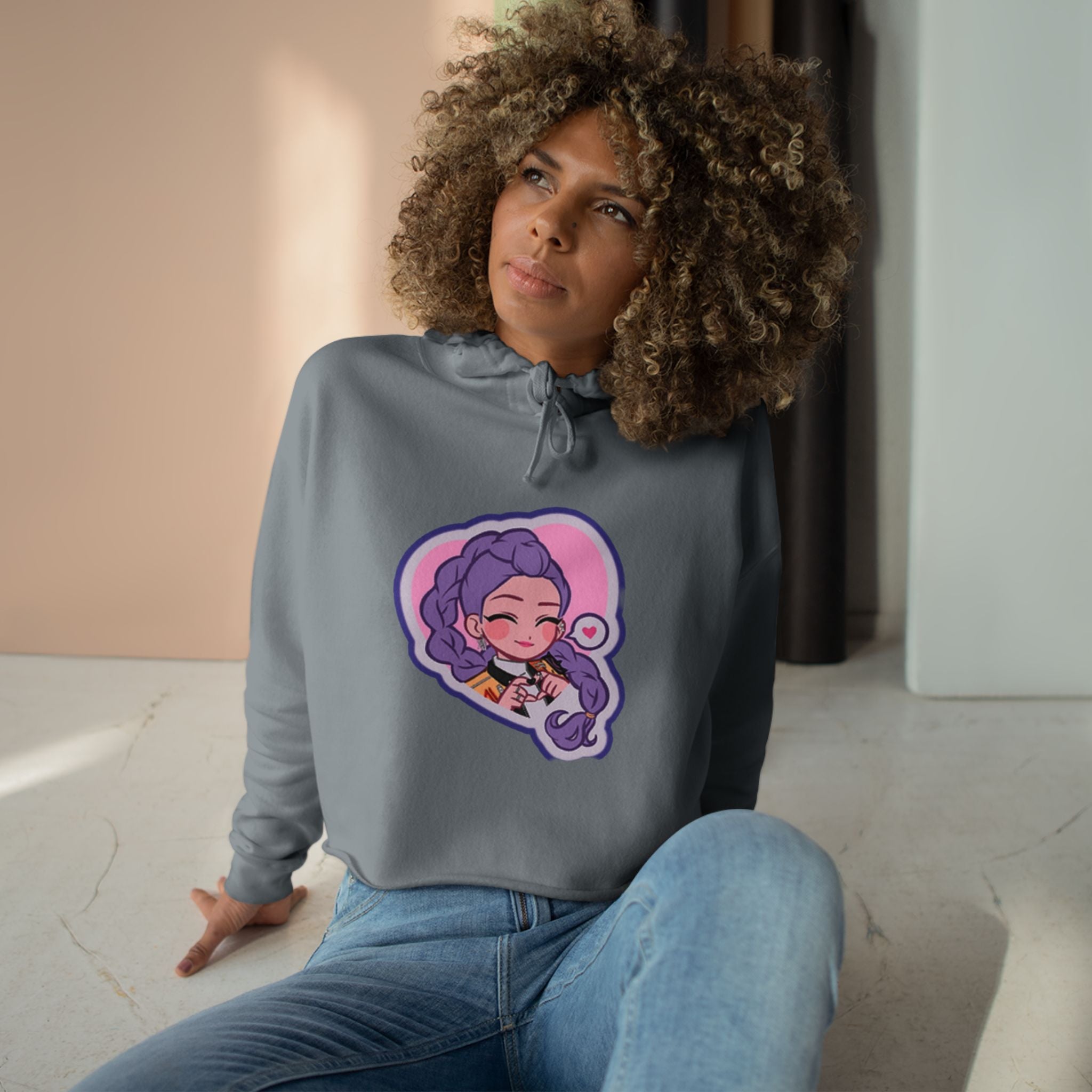Idol style 2 Crop Hoodie | Cute Cartoon Design, Stylish Streetwear, Perfect for Gifts, Cosplay, and Fall Fashion