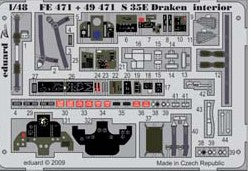 Eduard 49471 1/48 Aircraft- S35E Draken Interior for HSG (Painted Self Adhesive)