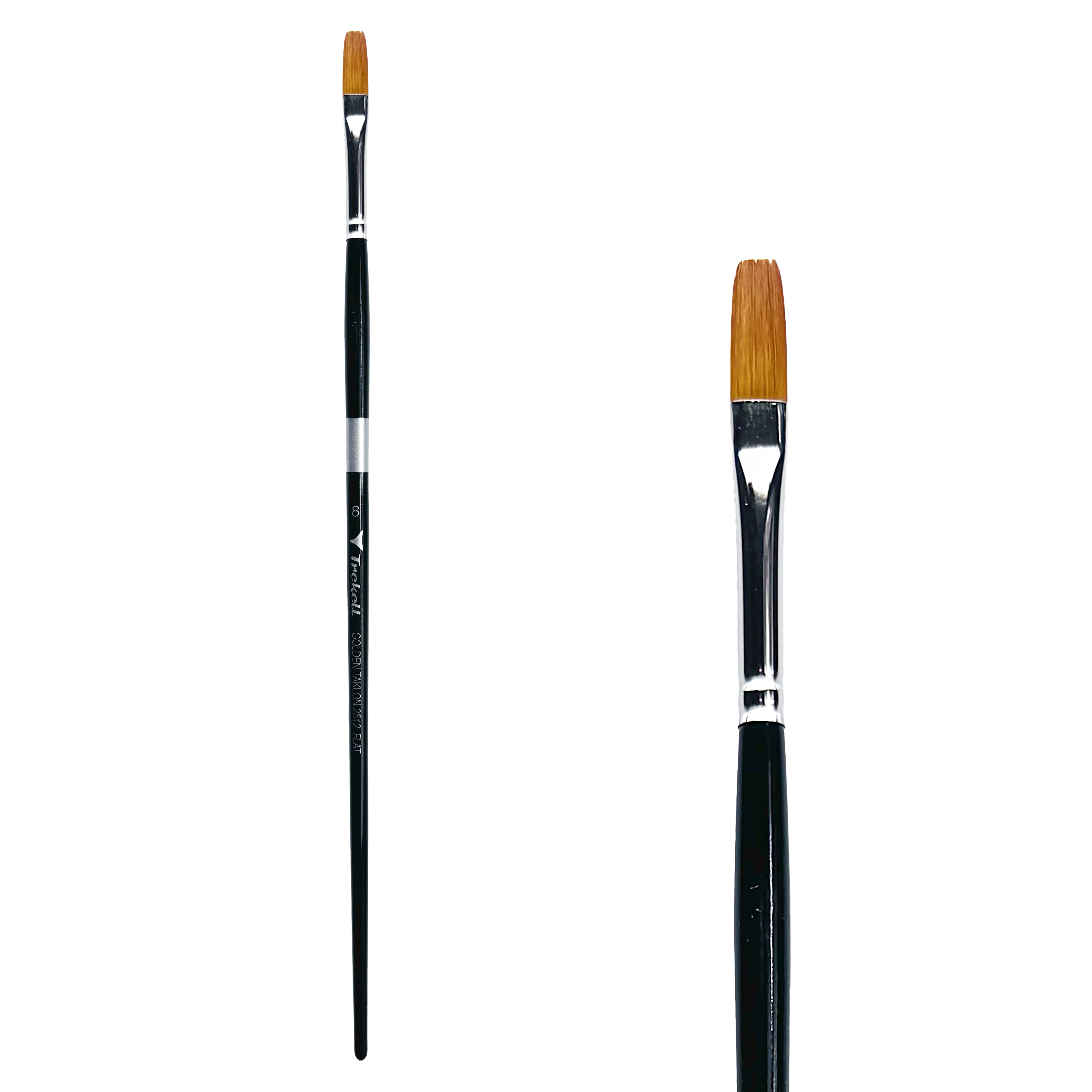 Trekell Golden Taklon Long Handle Artist Brush - Size #8 Flat