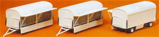 Preiser 20007 HO Scale Circus Wagon Set Kits - Cage Wagoons pkg(3) - Undecorated