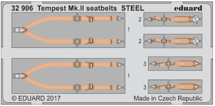 Eduard 32906 1/32 Aircraft- Tempest Mk II Seatbelts Steel for SHY (Painted)