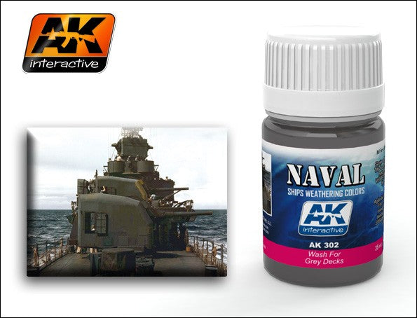 AK Interactive 302 Grey Deck Wash Enamel Paint 35ml Bottle