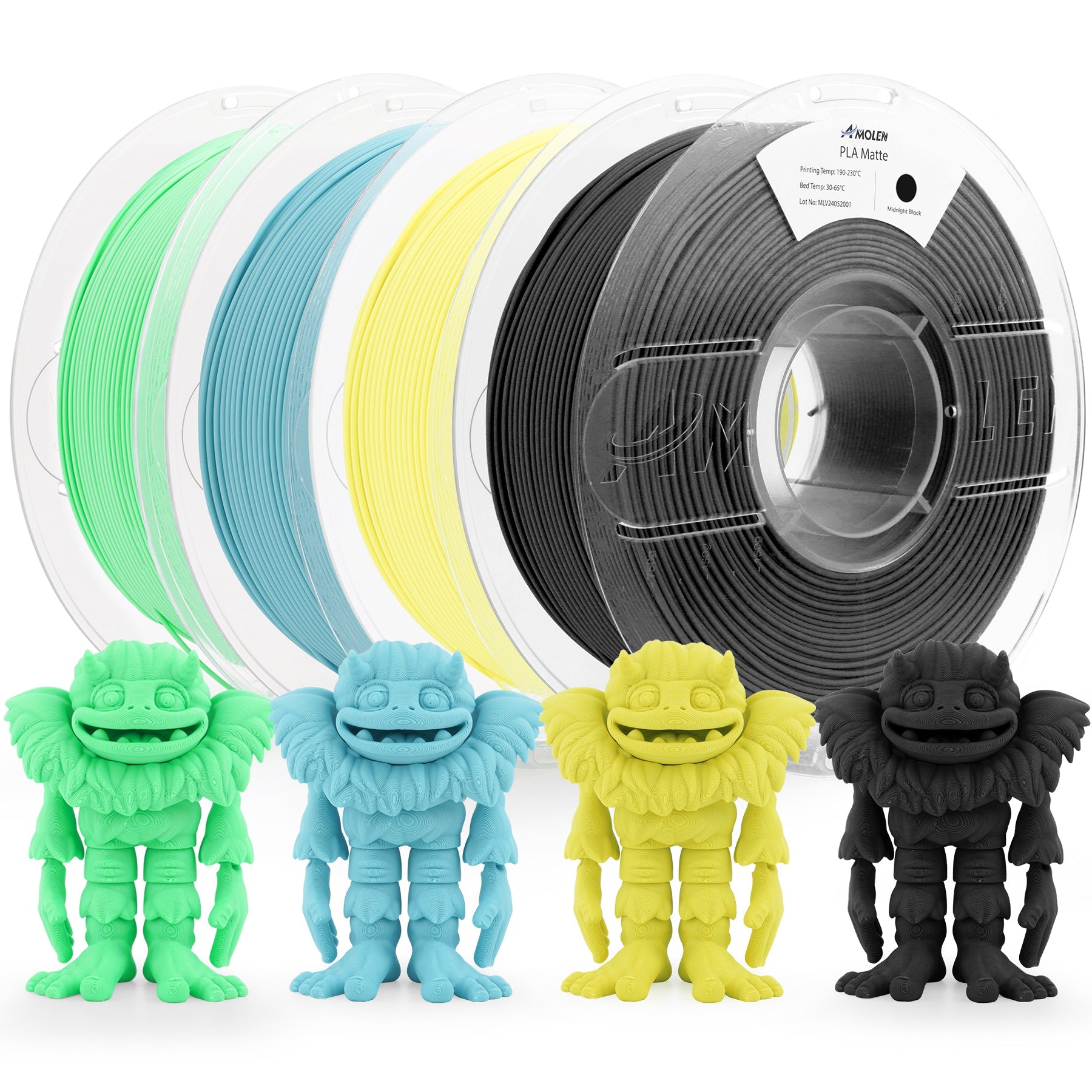 PLA Matte Basic 1.75mm Bundle, 4KG