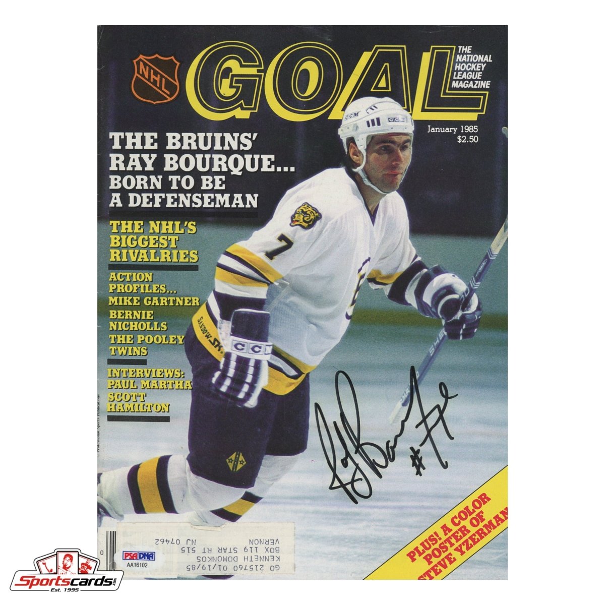 Ray Bourque Signed 1985 GOAL Magazine - PSA COA