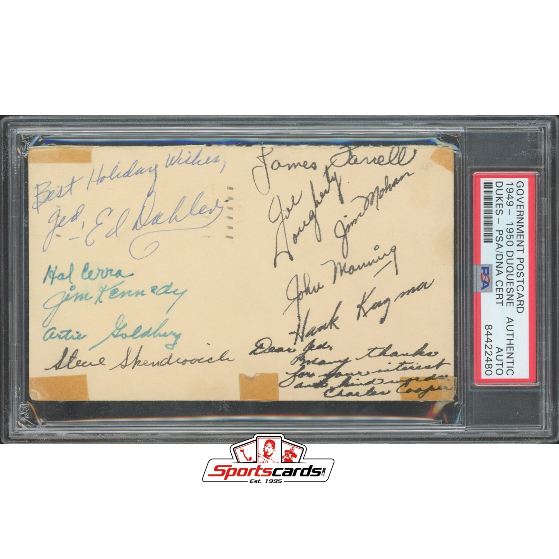 1949-50 Duquesne Dukes Team Signed GPC w/ Chuck Cooper(d.1984)