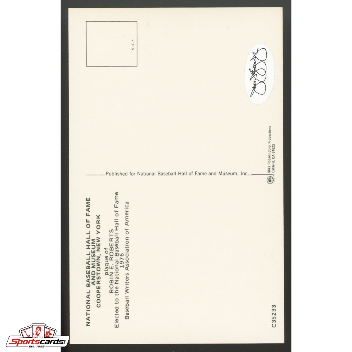 Robin Roberts Signed Auto Hall of Fame HOF Postcard - JSA