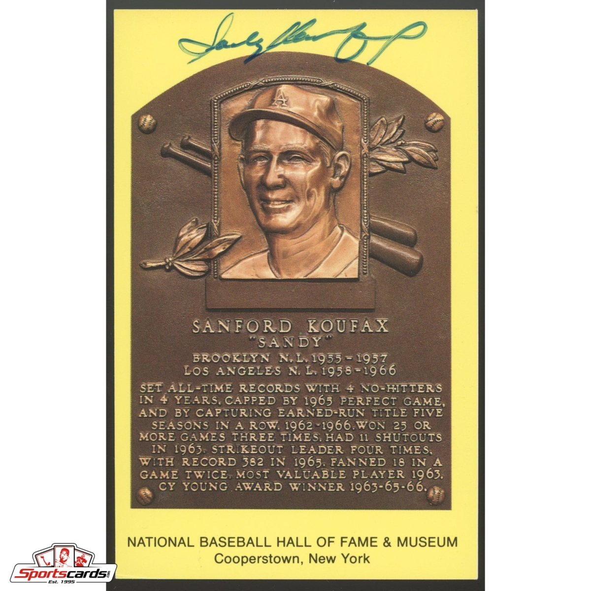 Sandy Koufax Signed Auto Hall of Fame HOF Postcard - JSA