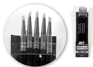 AK Interactive 9085 Small Size Medium Tip Silicone Brush Set: 5 different
