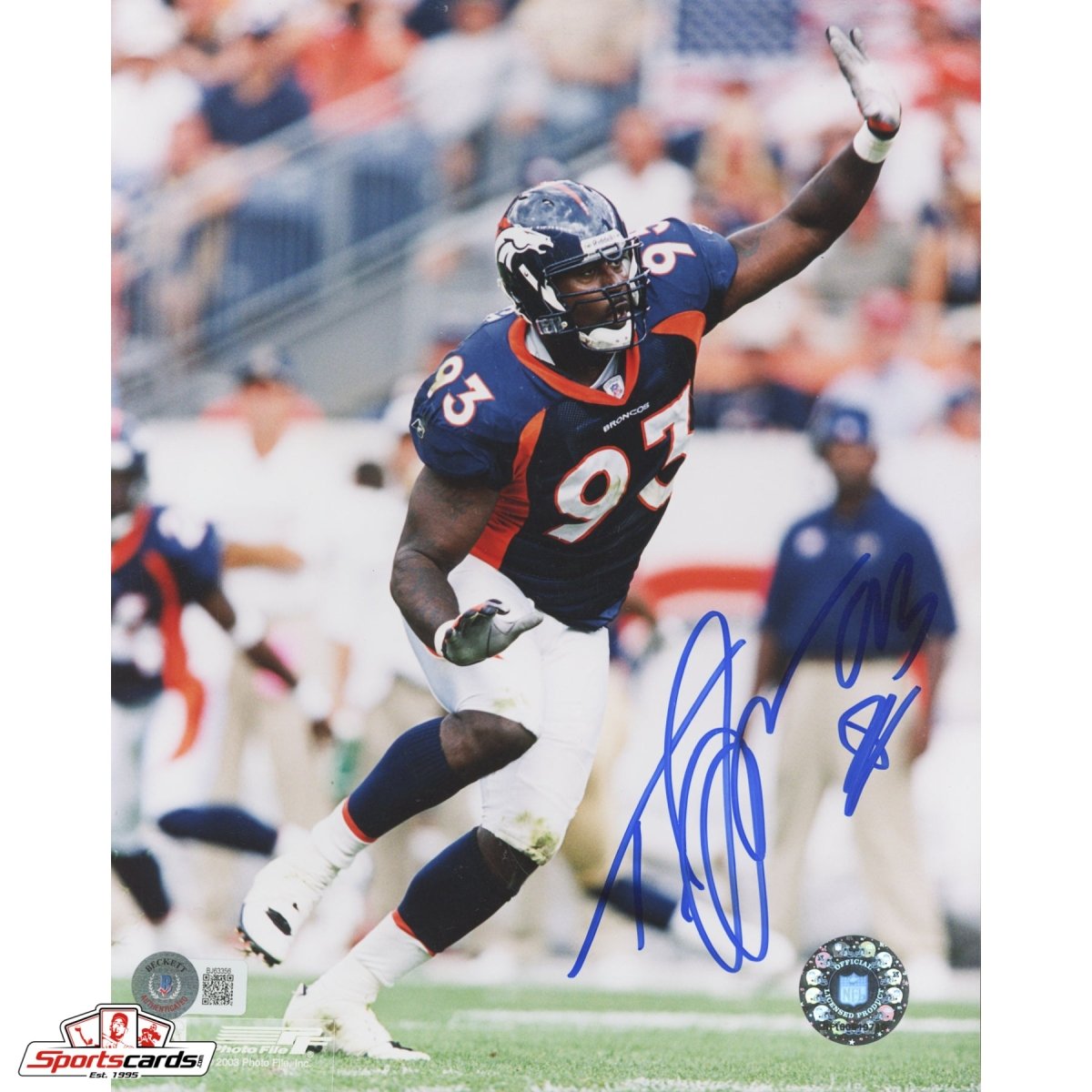 Trevor Pryce Signed Auto 8x10 Photo Beckett BAS Broncos