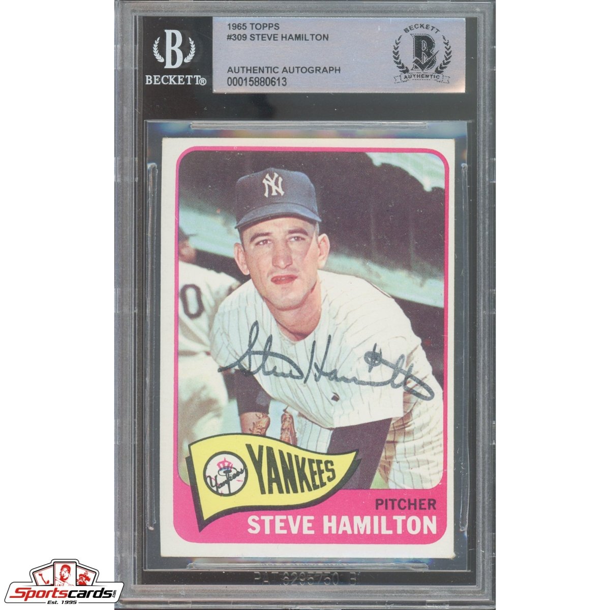 1965 Topps #309 Steve Hamilton Signed Auto Beckett BAS Yankees