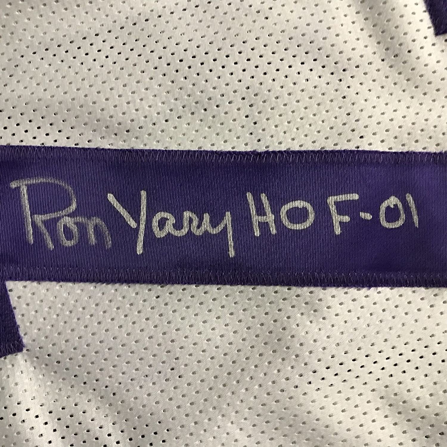 Framed Autographed/Signed Ron Yary HOF 01 35x39 Minnesota Vikings White Football Jersey JSA COA