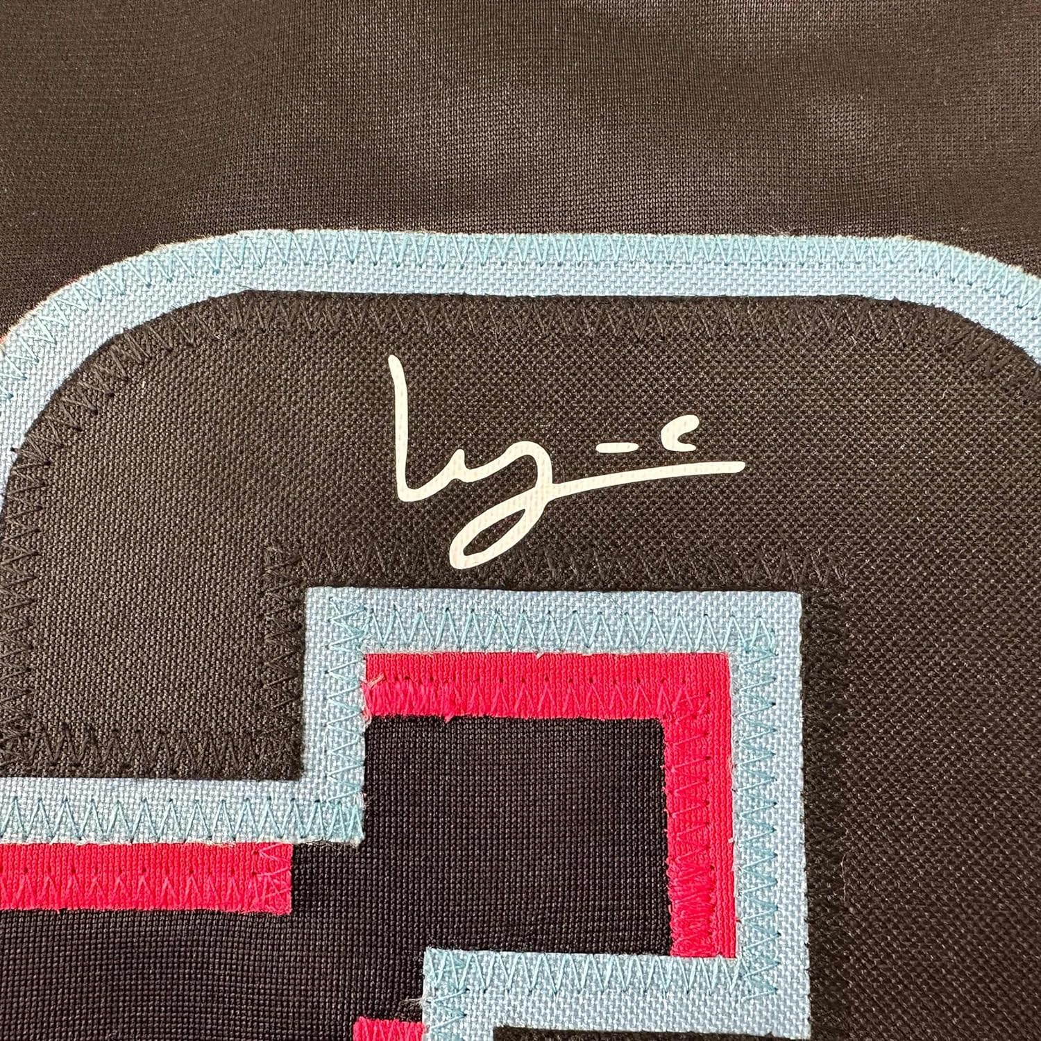 Framed Facsimile Autographed Luis Arraez 35x39 Miami Black Reprint Laser Auto Baseball Jersey
