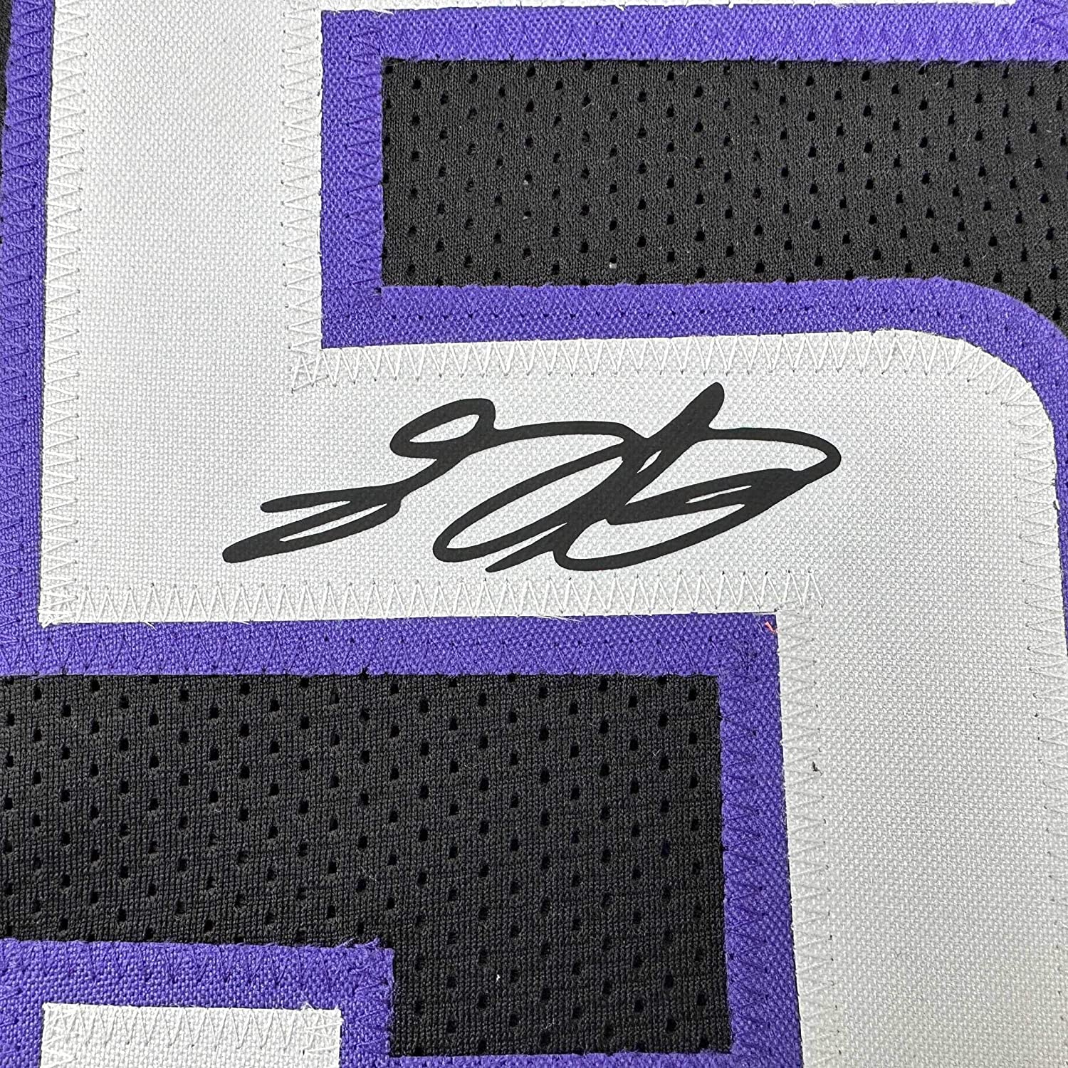 Framed Facsimile Autographed De'Aaron Fox 35x39 Sacramento Black Reprint Laser Auto Basketball Jersey
