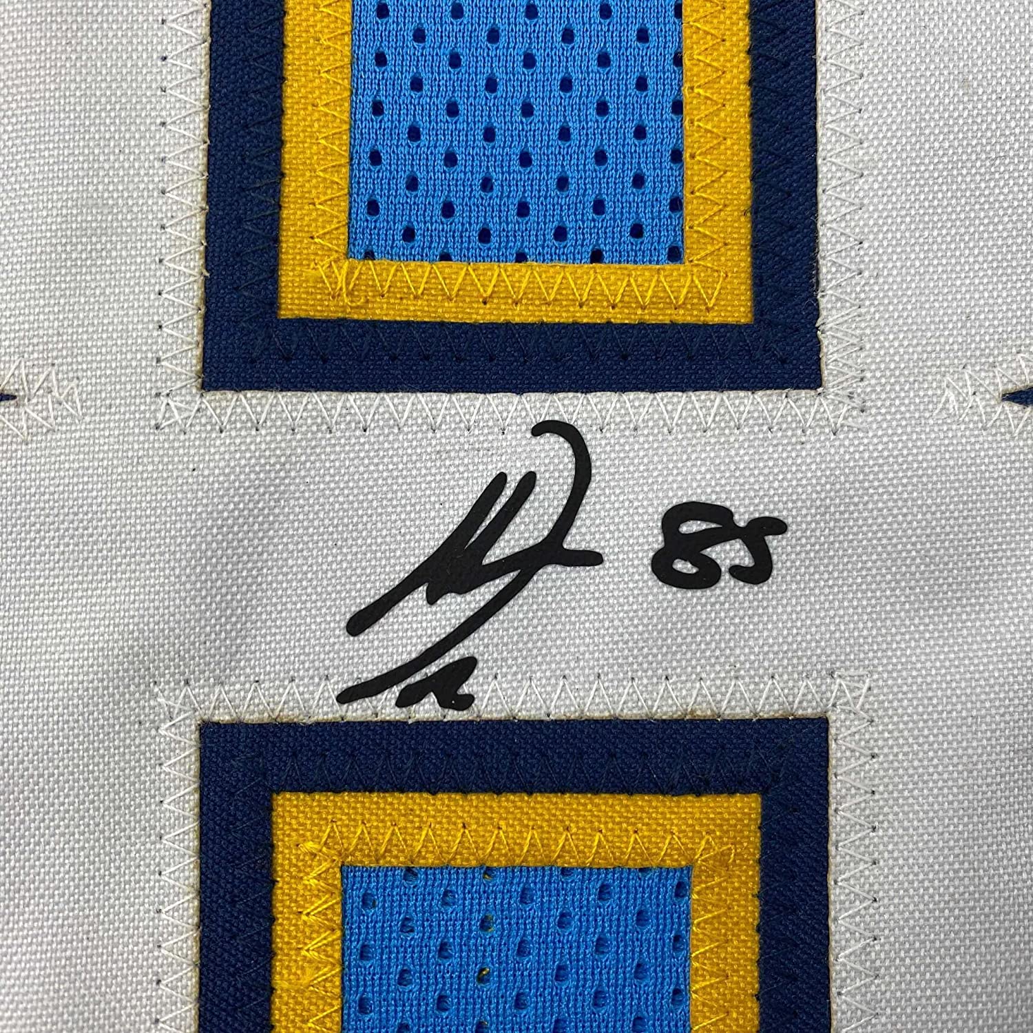 Framed Facsimile Autographed Antonio Gates 35x39 Los Angeles LA Powder Blue Reprint Laser Auto Football Jersey