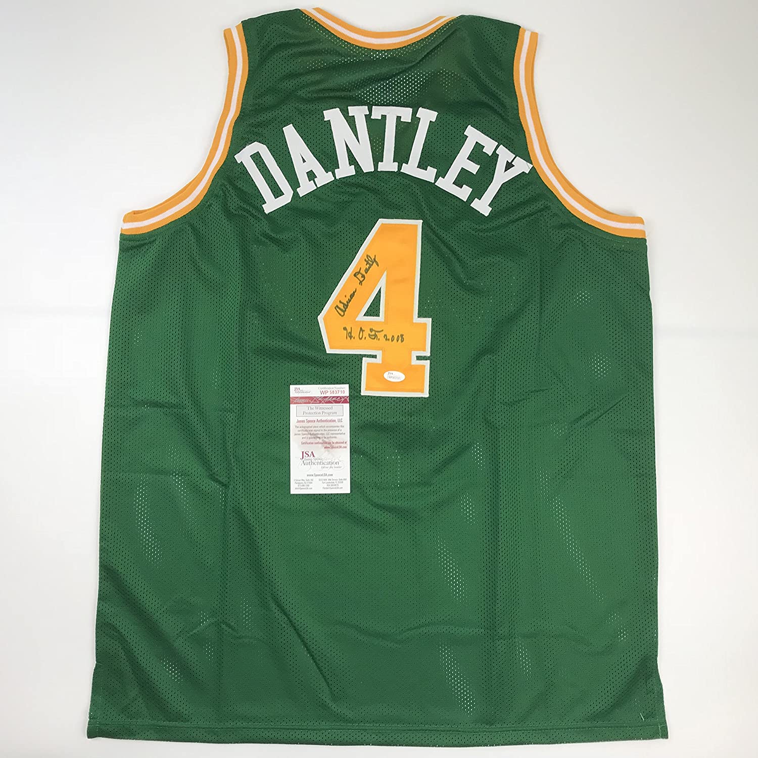 Autographed/Signed Adrian Dantley HOF 2008 Utah Green Basketball Jersey JSA COA