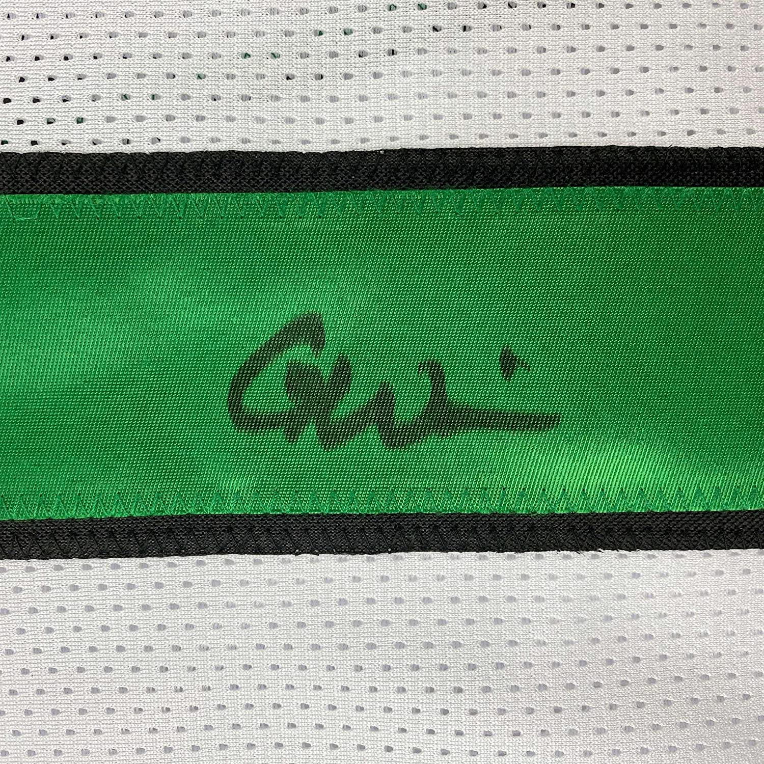 Framed Autographed/Signed Garrett Wilson 35x39 New York White Football Jersey JSA COA