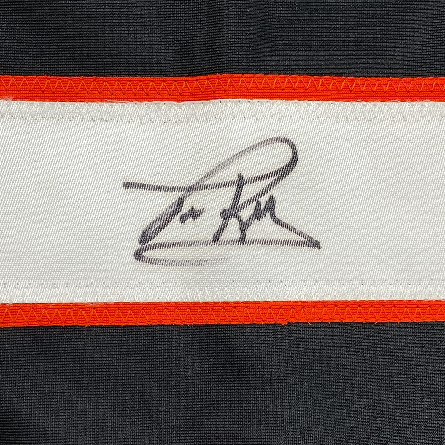 Framed Autographed/Signed Tim Kerr 35x39 Philadelphia Black Hockey Jersey JSA COA