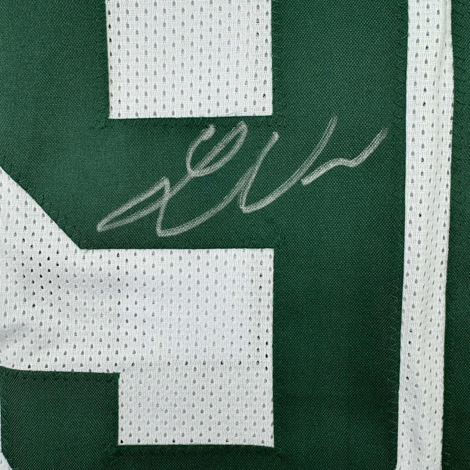 Framed Autographed/Signed Lukas Van Ness 35x39 Green Bay White Football Jersey Beckett BAS COA