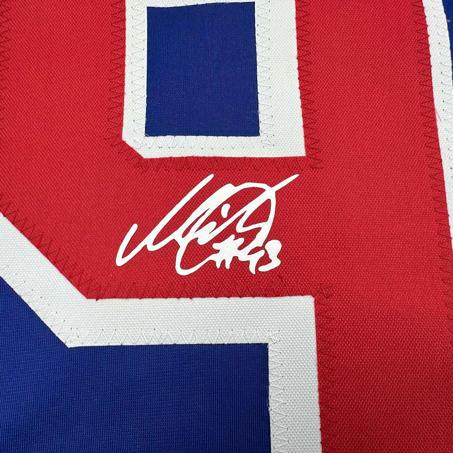 Framed Facsimile Autographed Mika Zibanejad 35x39 New York Blue Reprint Laser Auto Hockey Jersey