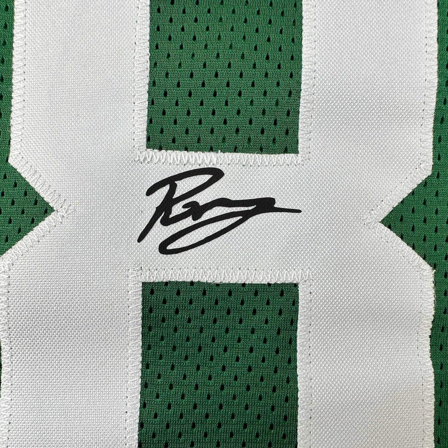 Framed Facsimile Autographed Kristaps Porzingis 35x39 Boston Green Reprint Laser Auto Basketball Jersey