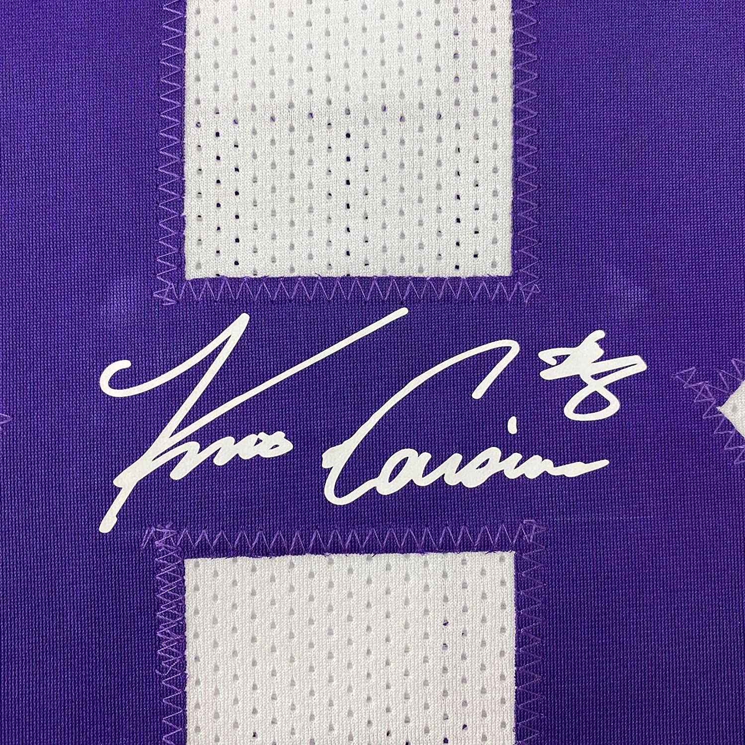 Framed Facsimile Autographed Kirk Cousins 35x39 Minnesota White Reprint Laser Auto Football Jersey Size Men's XL