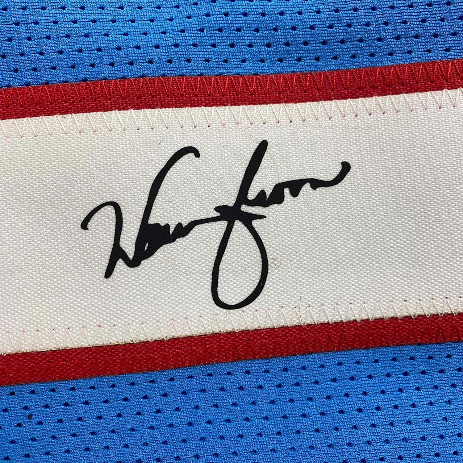 Framed Facsimile Autographed Warren Moon 35x39 Houston Blue Reprint Laser Auto Football Jersey