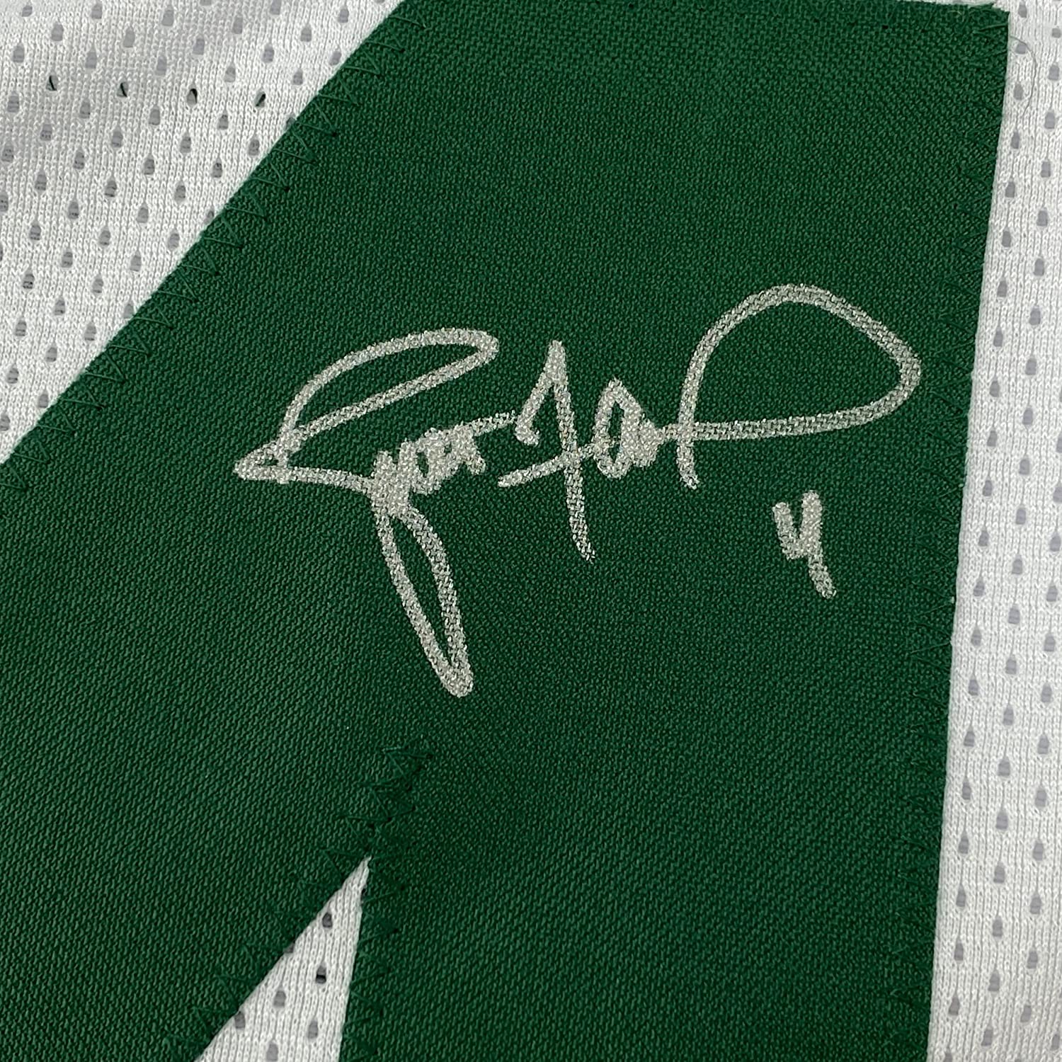 Framed Autographed/Signed Brett Favre 35x39 Green Bay White Football Jersey Favre Hologram COA