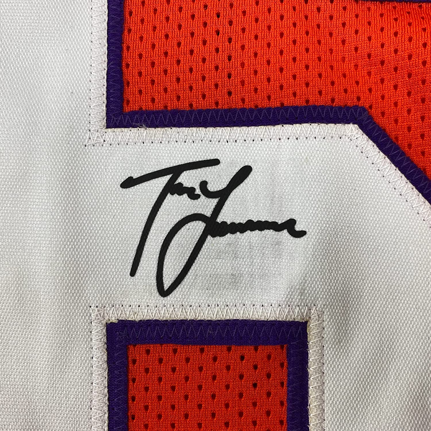 Framed Facsimile Autographed Trevor Lawrence 35x39 Clemson Orange Reprint Laser Auto College Football Jersey Size Men's XL