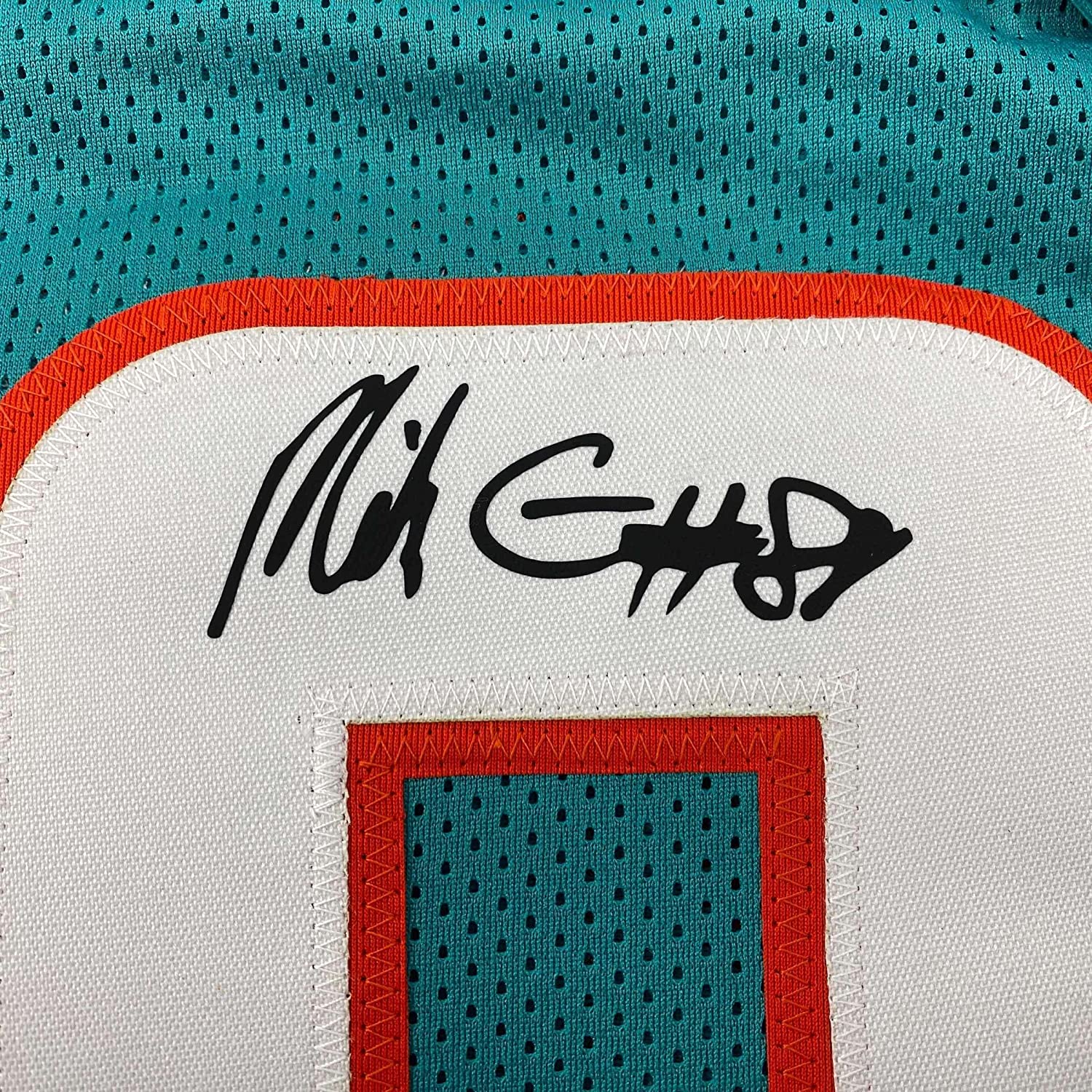 Framed Facsimile Autographed Mike Gesicki 35x39 Miami Teal Reprint Laser Auto Football Jersey