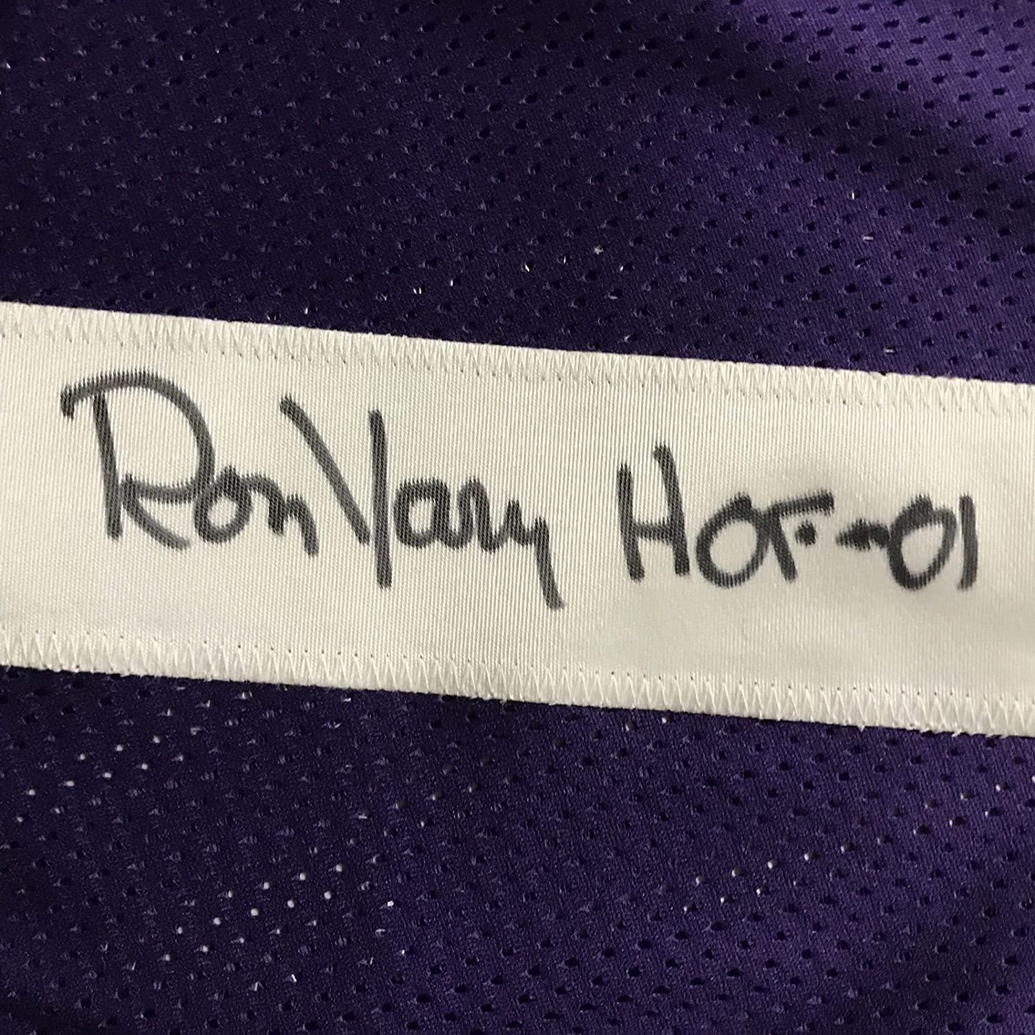 Framed Autographed/Signed Ron Yary HOF 01 35x39 Minnesota Vikings Purple Football Jersey JSA COA