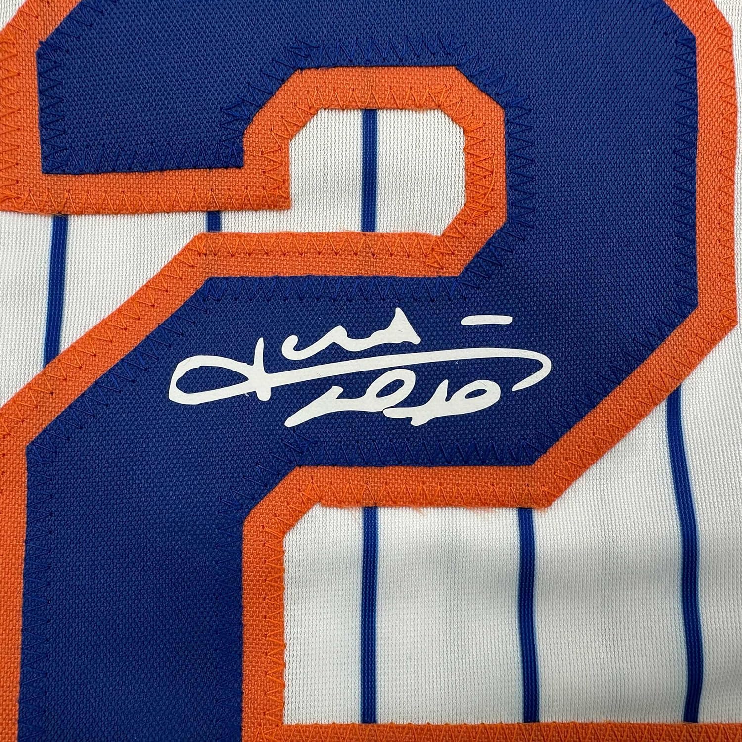 Framed Facsimile Autographed Juan Soto 35x39 New York Pinstripe Reprint Laser Auto Baseball Jersey