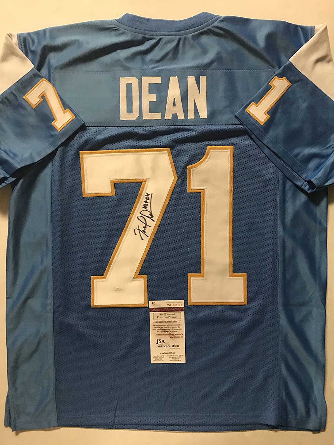 Autographed/Signed Fred Dean HOF 08 San Diego Powder Blue Football Jersey JSA COA