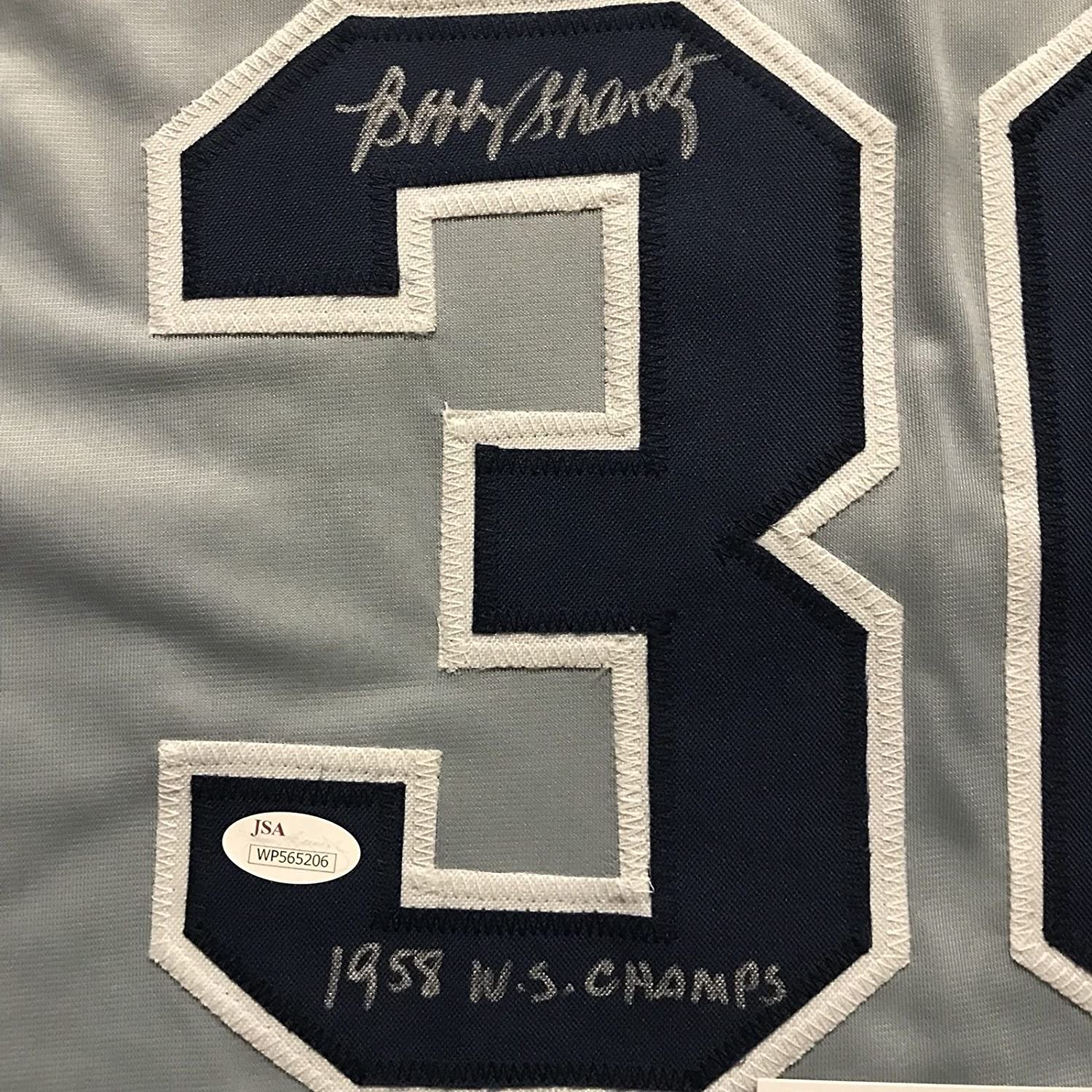 Autographed/Signed Bobby Shantz 1958 WS Champs New York Grey Baseball Jersey JSA COA