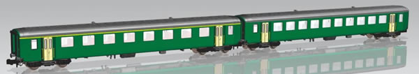 Piko 94392 N Scale N 2-Car Set EW I Pass Cars SBB IV Green, New Script