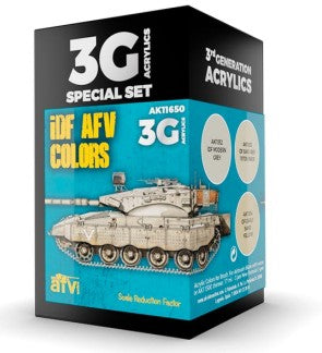 AK Interactive 11650 AFV Series: IDF AFV 3G Acrylic Paint Set (3 Colors) 17ml Bo