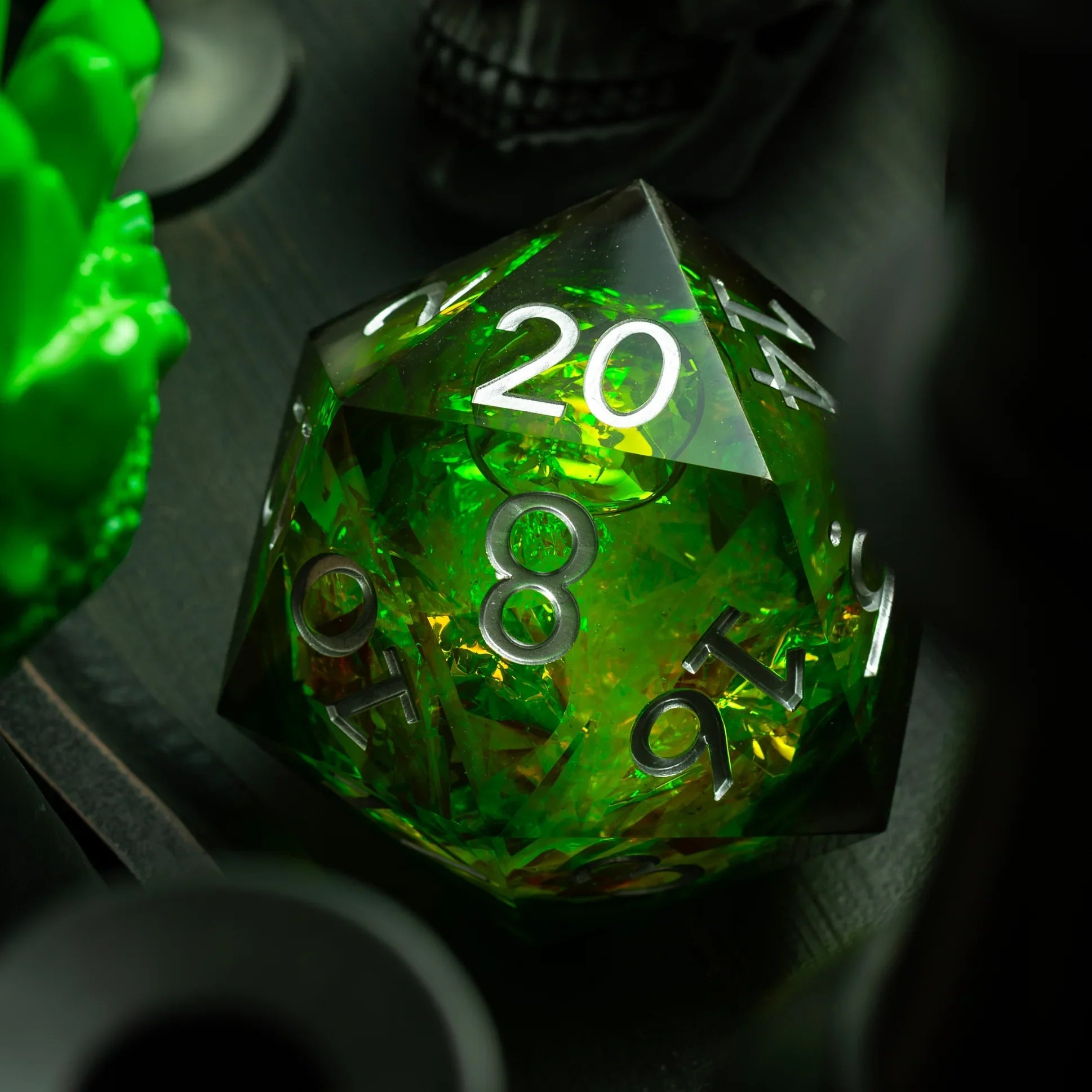 Massive Green Liquid Core 95MM Chonk Handmade Resin Dice And Box
