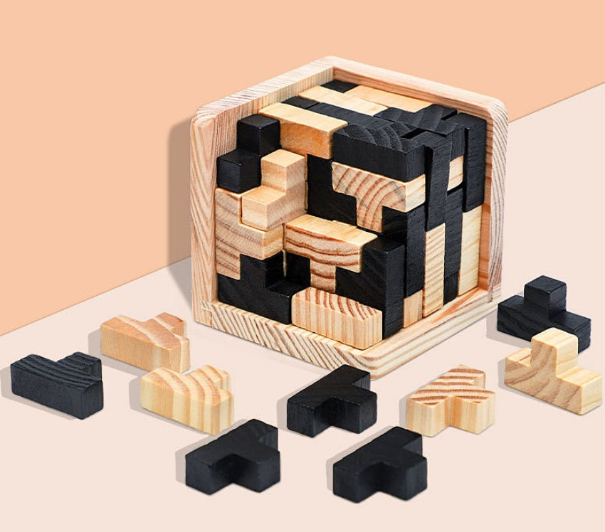 Wooden Kongming Lock Puzzle – Brain Teaser Luban Lock Educational Toy