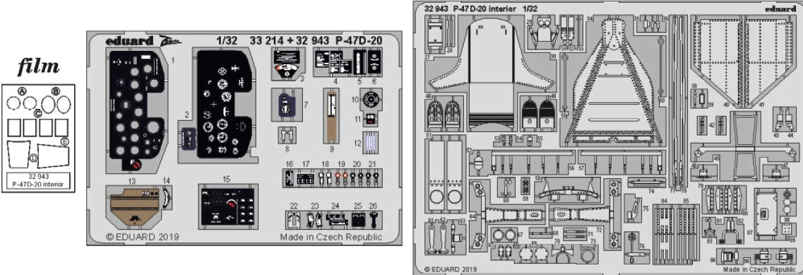 Eduard 32943 1/32 Aircraft- P47D20 Interior for TSM (Painted)