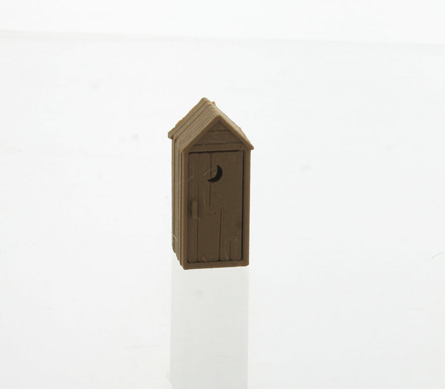 3D To Scale 87-142-WD 1/87 Scale Outhouse - Rustic Wood Tone