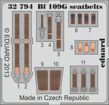 Eduard 32794 1/32 Aircraft- Bf109G Seatbelts for RVL (Painted)