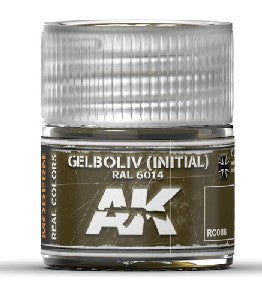 AK Interactive RC86 Real Colors: Gelboliv Initial RAL6014 (NATO Oliv) Acrylic Lacquer Paint 10ml Bottle