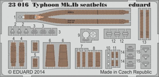 Eduard 23016 1/24 Aircraft- Typhoon Mk Ib Seatbelts for ARX (Painted)