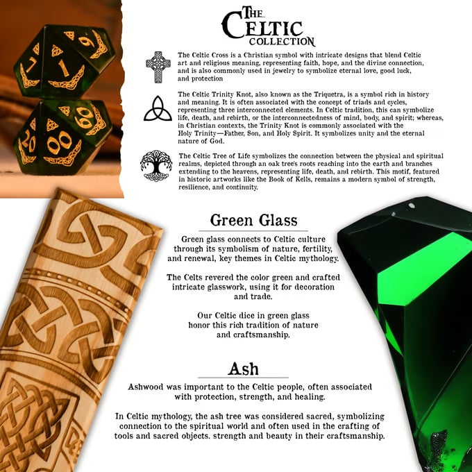 Celtic Green Glass Dice Set - Dice Around the World Collection
