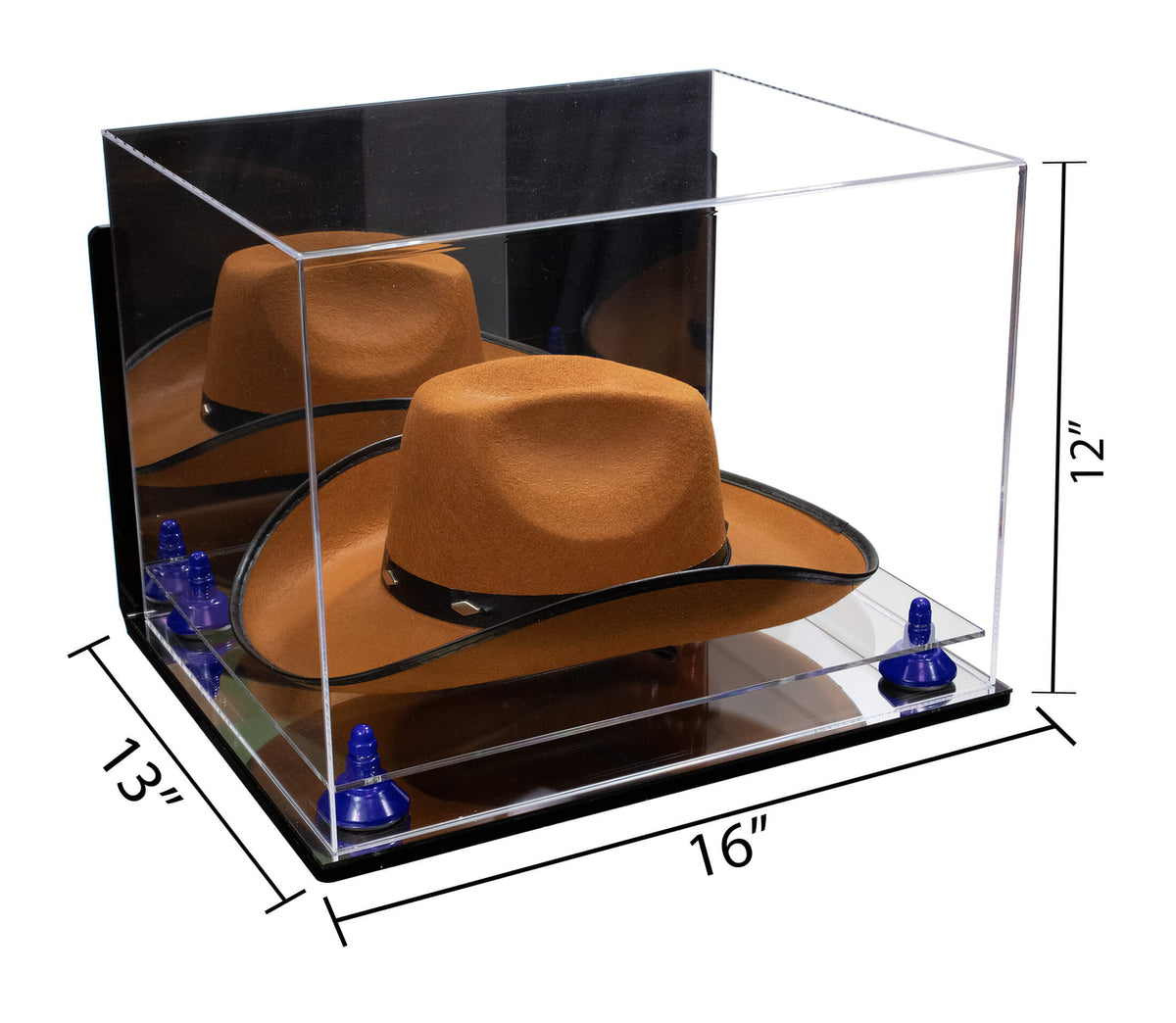 Acrylic Cowboy Hat Display Case - Mirror Wall Mounts 16" x 13" x 12" (A024-B/V61B)